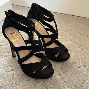 Dolce Vita black suede cage heels
